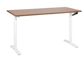 Adjustable Standing Desk 160 x 72 cm Dark Wood and White DESTINAS