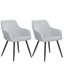 Set of 2 Velvet Chairs Light Grey CASMALIA