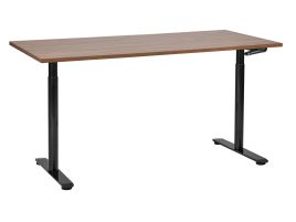 Adjustable Standing Desk 160 x 72 cm Dark Wood and Black DESTINAS