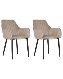 Set of 2 Velvet Dining Chairs Taupe WELLSTON