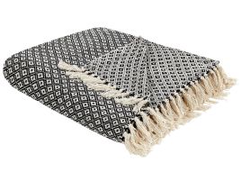 Cotton Blanket 220 x 240 cm Black and White CHYAMA