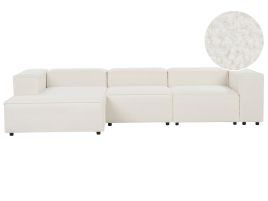Right Hand 3 Seater Modular Boucle Corner Sofa White APRICA