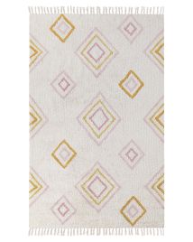 Cotton Area Rug Geometric Pattern 140x200cm Off White