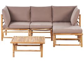 4 Seater Bamboo Garden Corner Sofa Set Taupe CERRETO