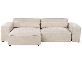 Right Hand 2 Seater Modular Velvet Corner Sofa Beige HELLNAR