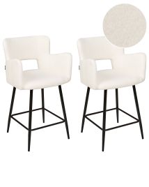 Set of 2 Boucle Bar Chairs White SANILAC