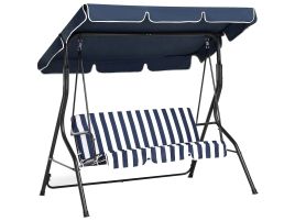 3 Seater Garden Swing Blue and White CHAPLIN