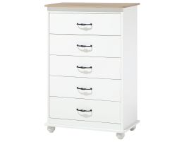 COPENHAGEN White Chest of Drawers - Medium-sized, 5 Drawers
