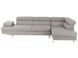Left Hand Corner Fabric Sofa Light Grey NORREA