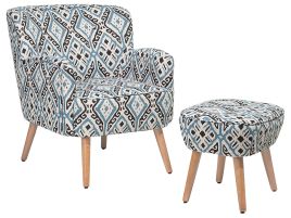 Fabric Armchair with Footstool Multicolour TUMBA