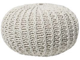 Cotton Knitted Pouffe 50 x 35 cm Beige CONRAD II