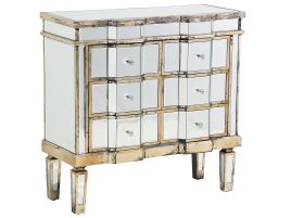 ORPHEUS Silver Chest of Drawers - Medium-sized, 6 Drawers, Mirrored, Ready Assembled