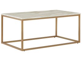 Marble Effect Coffee Table Beige and Gold
