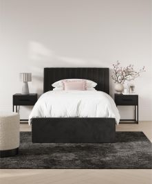 BERLIX Single Fabric Ottoman Bedframe - Black