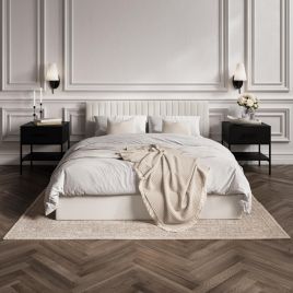BERLIX Super Kingsize Fabric Ottoman Bedframe - Milk