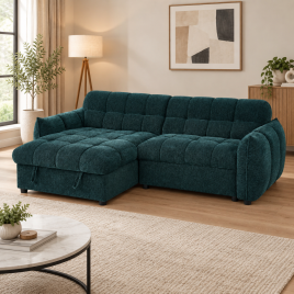 BEXBURY Fabric Corner Sofa Bed - Reversible Facing - Teal