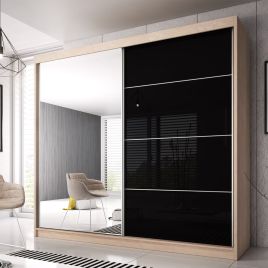 MALTA 2 Door Mirrored Sliding Wardrobe Light Oak - 233cm