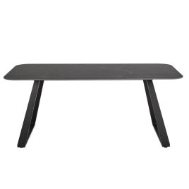 REGALE Dining Table with Ceramic Top and Metal Base - Black