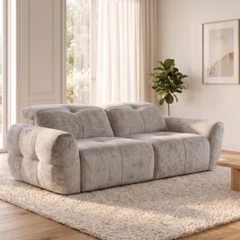 BRENT Fabric 3 Seater Sofa - Beige
