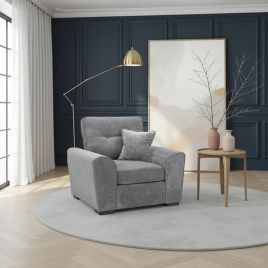 Brugger Solid Wood Tufted Design Armchair Sofa - Grey