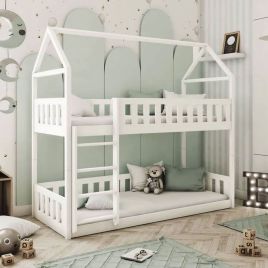 Zeke Fox Wooden Bunk Bed with Foam Mattress - White