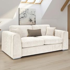Cantrell Soft Chenille Fabric 3 Seater Sofa - Beige