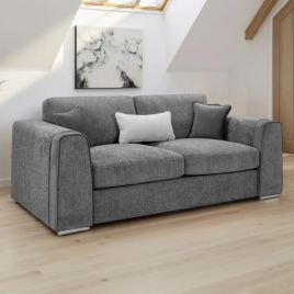 Cantrell Soft Chenille Fabric 3 Seater Sofa - Grey