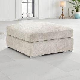 Cantrell Soft Chenille Fabric Footstool - Beige