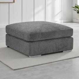 Cantrell Soft Chenille Fabric Footstool - Grey