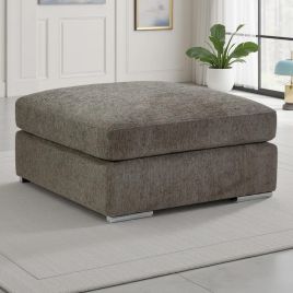 Cantrell Soft Chenille Fabric Footstool - Mocha