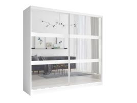 FINORIA 2 Door Mirrored Sliding Wardrobe White - 230cm