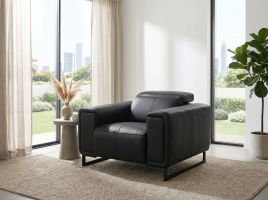 ROVELAN Leather Electric Recliner Armchair - Black