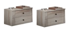 Cairo 2 Drawer Bedside Chest Pair x 2 - Oak