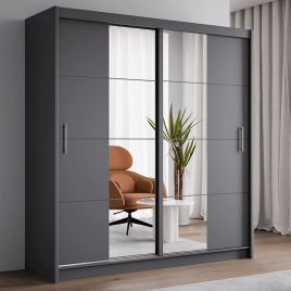 CHARNWOOD 2 Door Mirrored Sliding Wardrobe Graphite - 203cm
