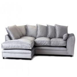 CHICAGO Velvet 4 Seater L Shaped - Left Hand Facing Corner Sofa - Light Grey