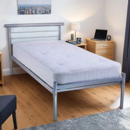 Contract Mesh Silver Metal Bed Frame - 3ft Single
