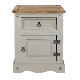 Bedside Table - CORONA 1 Drawer 1 Door Nightstand Grey 53cm