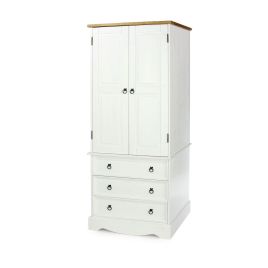 COBURG 2 Door Wardrobe with 3 Drawers White - 76.5cm