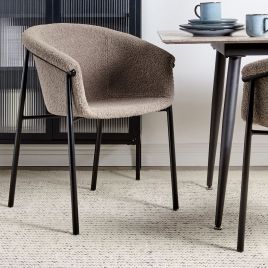 Set of 2 Boucle Dining Chairs Taupe AMES