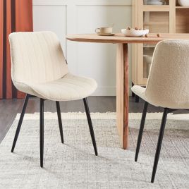 Set of 2 Dining Chairs DUBROVNIK Boucle Light Beige
