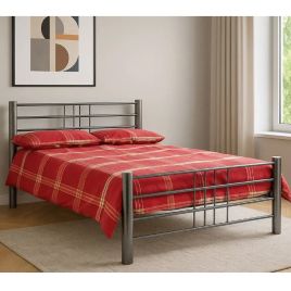 Cuba Hammered Silver Metal Bed Frame - 4ft Small Double