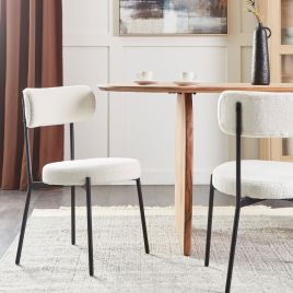 Set of 2 Dining Chairs ALLISON Boucle White