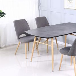 Redlands Set of 2 Fabric Dining Chairs Elegant Grey with Beech Metal Legs