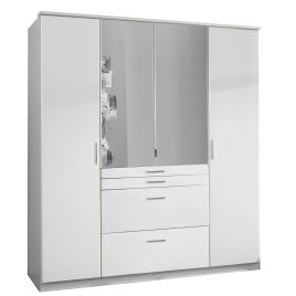 ACORN 4 Door Mirrored Wardrobe with 4 Drawers White - 180cm