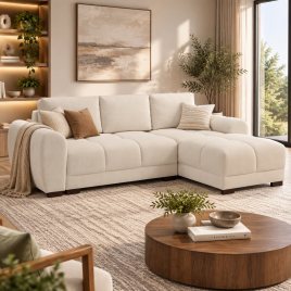 Susan Universal Corner Sofa Bed with Imprinted Stripes - Cream