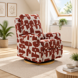 CORLESTON Fabric Swivel Recliner Armchair - Red