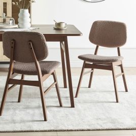 Set of 2 Dining Chairs ELLA Wood Taupe