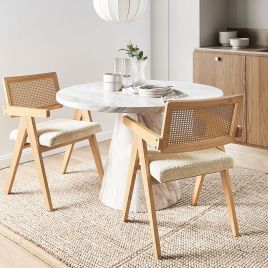 GIRONA Set of 2 Dining Chairs Wood Light Brown