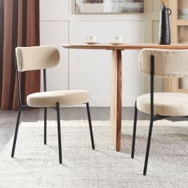 Set of 2 Dining Chairs ALLISON Boucle Light Beige