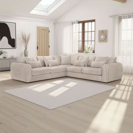 Corner Sofa - ANDREW Velvet Large Corner Sofa Mocha 310cm